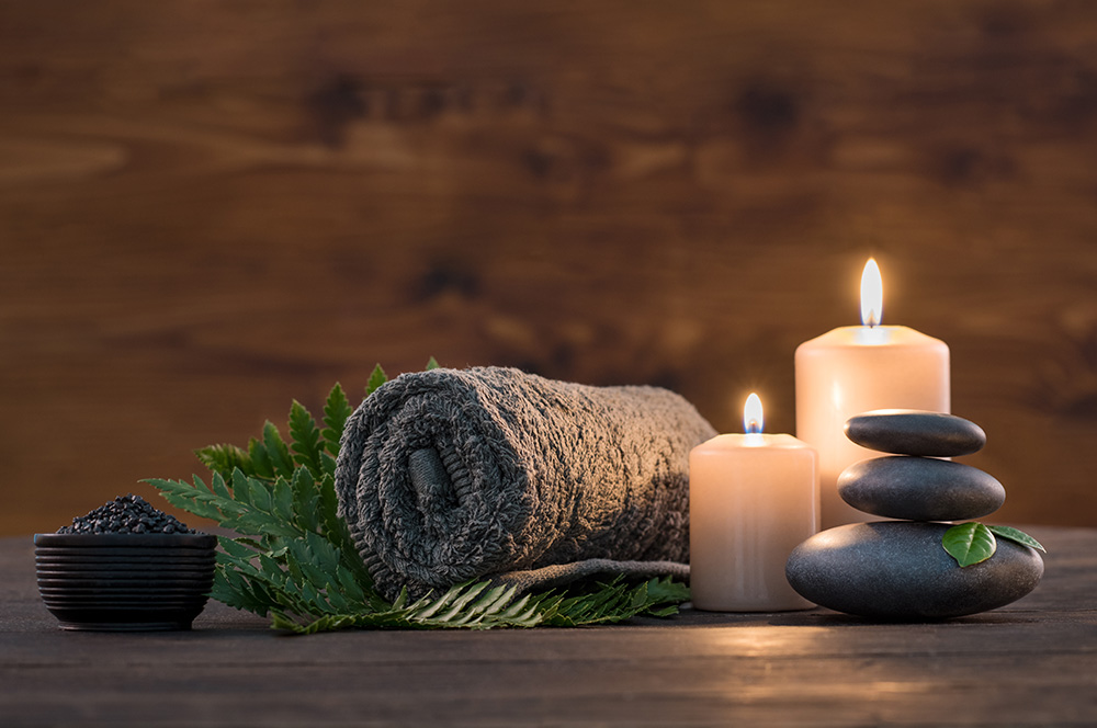 Spa towels and candles